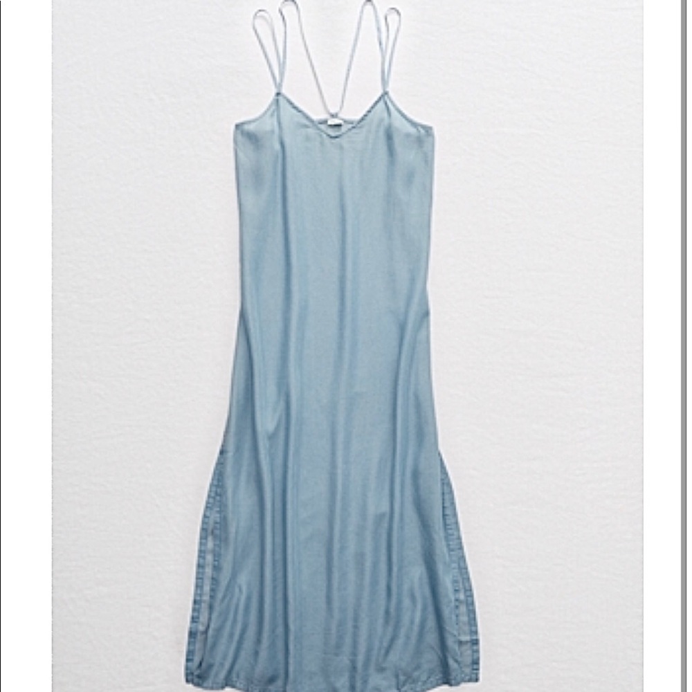 NWT Aerie Chambray Midi Slip Dress